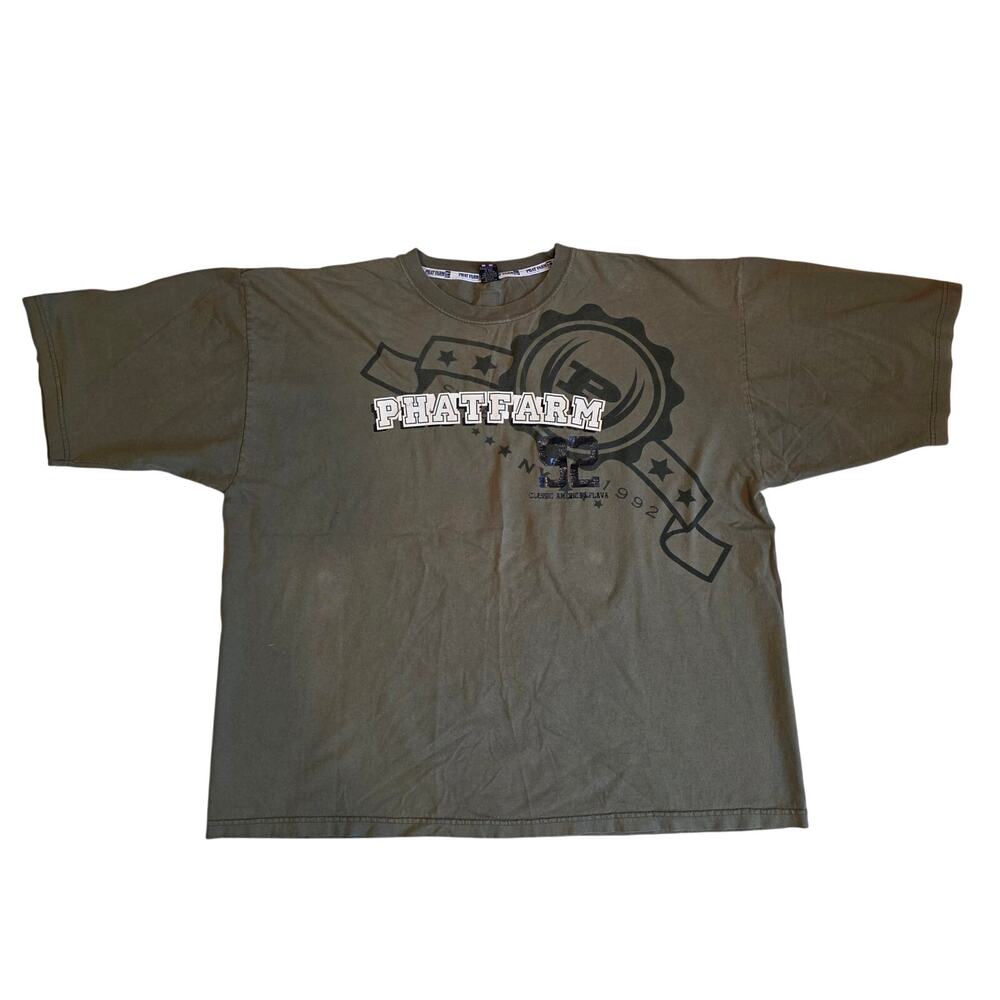 Vintage Phat Farm‎ Baggy Graphic T-Shirt Olive Green 2XL